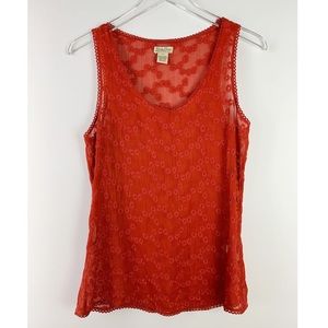 Lucky Brand Sheer Embroidered Floral Tank Small✨